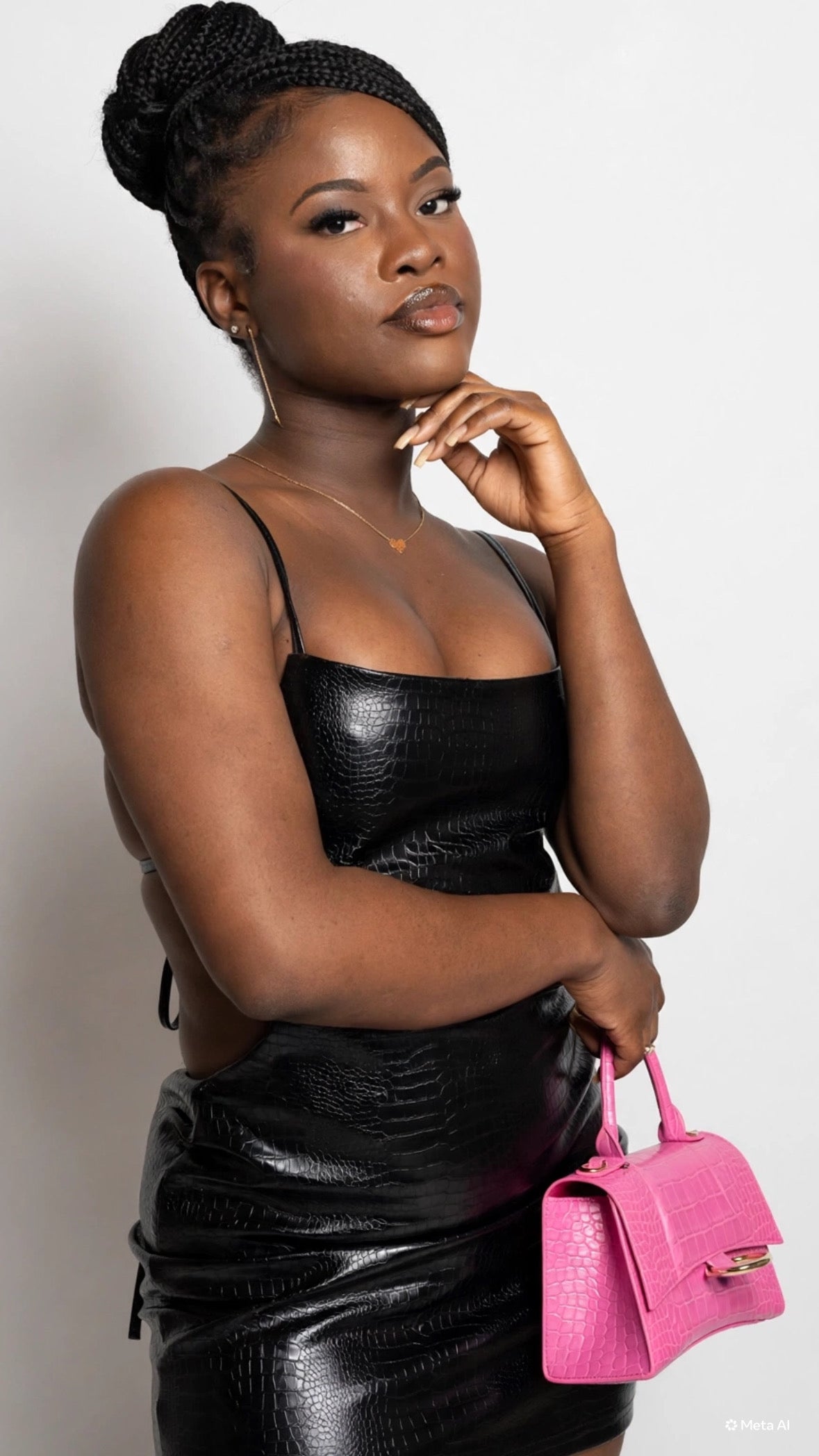 Bad Gyal Black Faux Leather Backless Mini Dress